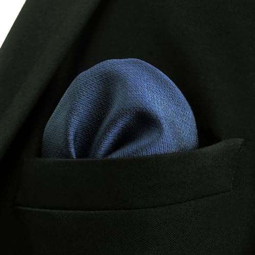 S&W SHLAX&WING Conjunto de gravata masculina gravata de seda azul maciço de 147cm com bolso quadrado