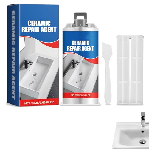 Kit Riparazione Vasca da Bagno Bianco, Ripara Ceramica Lavandino, Ripristino Piatto Doccia, Riparazione Fughe Piastrelle, Kit di Ripristino Crepe Vasca da Bagno, per Graffi, Crepe, 50ML