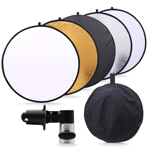 51inch/130cm Light Reflectors for Photography 5 in 1 Large Photography Reflector Collapsible Multi Disc with Clip for Studio Photography Lighting Reflector and Outdoor Lighting
