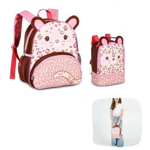 Kit Mochila Escolar de Costas e Lancheira Onça - Clio Style