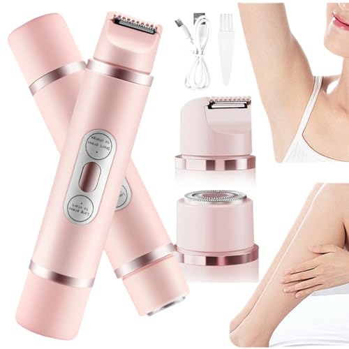 Afeitadora eléctrica femenina, cómoda afeitadora 2 en 1 for bikini, axilas, piernas, brazos y rostro (rosa)