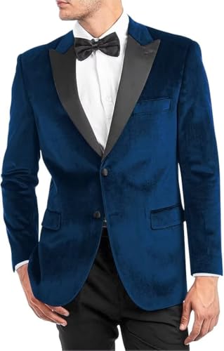 Wangyue Mens Velvet Blazer Two Button Slim Fit Suit Jacket Sports Coat Tuxedo Jacket for Men Prom Wedding Dinner Party