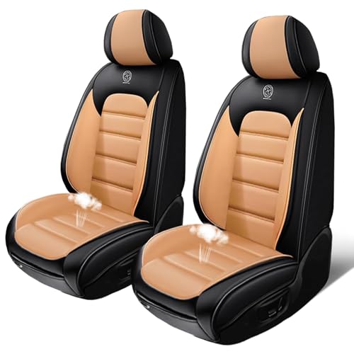 Image of Seat Covers for Subaru Outback 2006-2024,2PCS Nappa Leather Car Seat Covers,Waterproof Seat Protectors Auto Seat Covers,Breathable Nonslip Interior Cover Seats for Cars(Black and Orange)