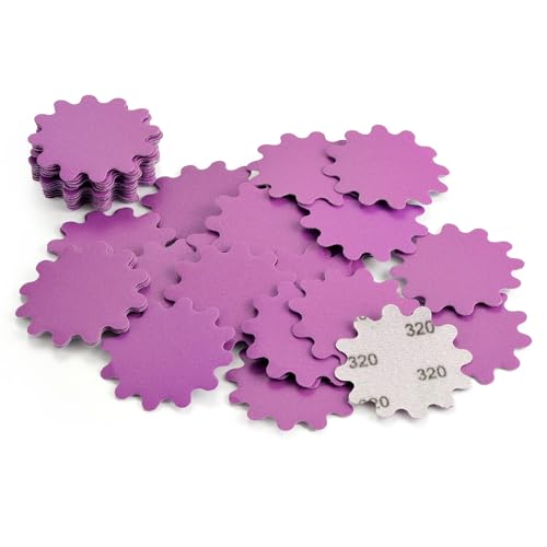 MAXMAN 2 Inch Sanding Discs 50Pcs, Wet Dry Hook and Loop Flex Edge Sanding Discs, 320 Grit Sandpaper, Wavy Sand Paper for Drill and Bowl Sanders, Drill Sanding Attachments, Edge Sanding Tools