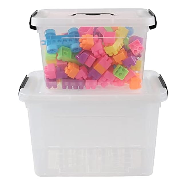 Plastic Storage Bins with Lids, 2 Packs Clear Tote Boxes, 7 Quart & 12 Quart