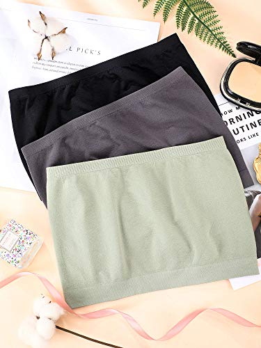 Image of HESTYA 3 Pack Women's Strapless Bandeau Bra Seamless Bralette Soft Stretchy Non-Padded Wireless Tube Top Bras