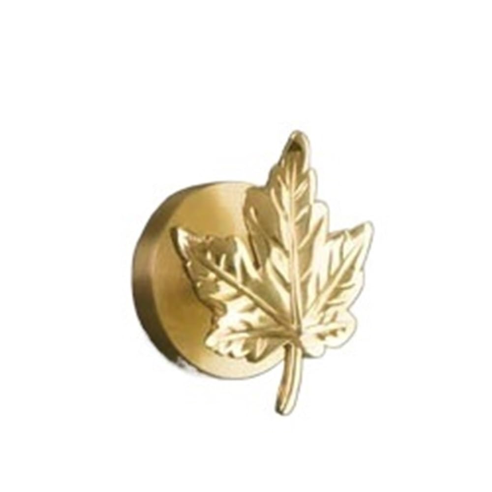 Mohuied One Color Brass Robe Hooks Solid Brass Wall Mounted Hooks For Hanging Coat Bags Keys Racks Leaf Flower Design Clothes Hangers For Hanging Coat Robe Keys Clothes Bags(Maple Leaf Left)