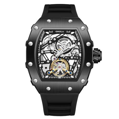 Image of OVERFLY ONOLA Mens Watch Automatic Mechanical Skeleton Dial Luxury Wrist Watch for Men