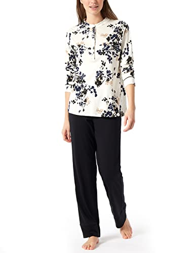 Schiesser Damen Schlafanzug Lang 1 Pyjamaset, Off-White Ii, 48