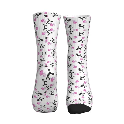 Girly Pink Perfume Bottle And Poodle Crew Socks Moisture Wicking Sport Socks Breathable Training Athletic Socks Unisex2