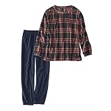 [ニッセン] パジャマ・ルームウェアセット 秋 冬 ふわぬくフリースルームウェア上下セット チャコール系チェック L