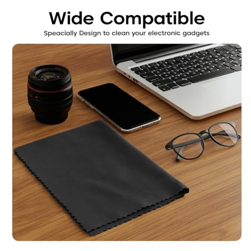 Image of MAXOSHINE Microfiber Cleaning Cloth for Glasses Specs Laptop| Thickened Magic Cleaning Cloth for Camera Lenses Phone Screens Laptop Binoculars | Streak-Free & Scratch-Resistant (Pack of 6, Black)