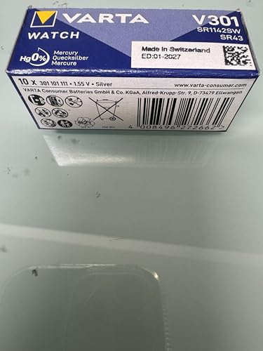 Varta V301 Watch Batteries (SR43) Silver Oxide Pack of 4 1.55 volt