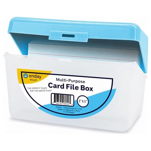 Index Card Holder Blue, 3x5 Note Flash Card Organizer Case, Index Card File w/ flip top, Notecard Recipe, Holder, Holds 250 Cards, Also Available in Purple, Red, Green, Grey, Pink (1 PC) - By Enday