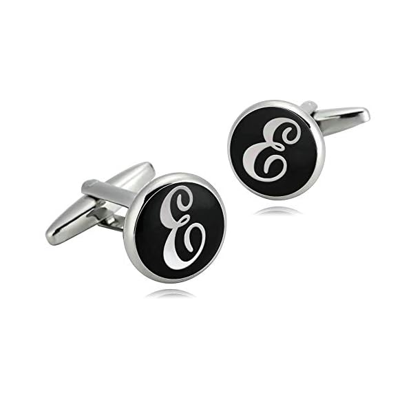 Aooaz Cufflinks Button Mens Stainless Steel Cufflinks Letter Round Cufflinks for Boy Cufflinks for Dad Black White