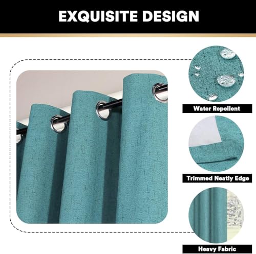 Image of PrinceDeco 100% Blackout Curtains Linen Curtain for Sliding Glass Door Extra Wide Patio Door Curtains for Sliding Glass Door Room Divider for Bedroom /Living Room,W100 X L108, Teal Blue