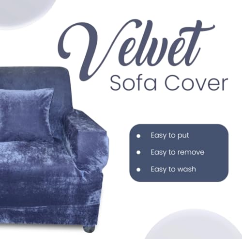 Image of Gurnoor Universal Triple Seater Sofa Cover Big Elasticity Cover for Couch 140 GSM Sofa Slipcover (Velvet-Grey, 185-230cm)