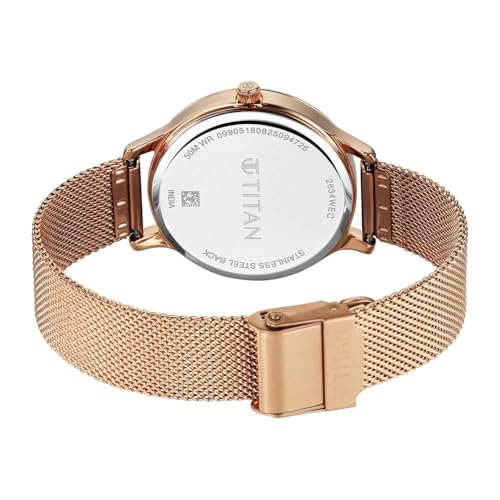 Image of Titan Purple Superheads Quartz Analog Rose Gold Dial Rose Gold Stainless Steel Strap Watch for Women