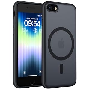 TOCOL für iPhone SE Hülle für Magsafe, für iPhone 8/7 Hülle, Stoßfest Anti-Fingerabdruck Kratzfest Transluzente Rückseite Matt Magnetisch Handyhülle für iPhone 8/7/SE 3/2(2022/2020) Case, Schwarz