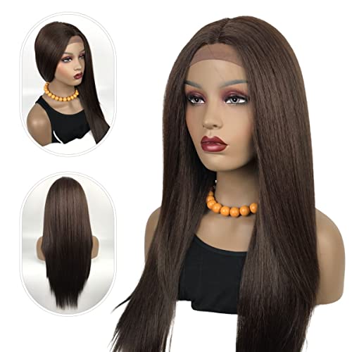 Peruca Annabelle Lace Front Fibra Futura Premium Repartição Central 70 cm Ser Mulher Cor:4 Chocolate