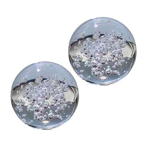 Hoement Home Decor 2pcs Crystal Glass Clear Ornaments Artificiales para Statue Decor Fountain Figurines Glass Bubble Balls Crystal Bubble Balls Home Decorations Prom Lens Office Decor