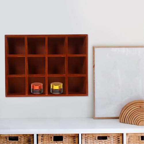 Étagère murale bois marron à 12 compartiments pour rangement de maison - 3