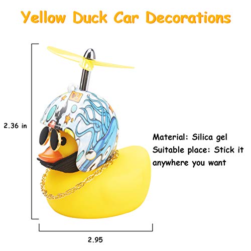 Image of wonuu Rubber Duck Car Decorations Cute Yellow Duck Car Dashboard Ornaments with Propeller (Underwater World)