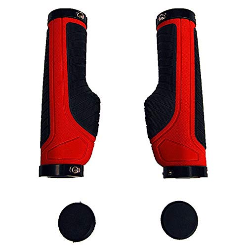 Poignées VTT ergonomiques rouges avec double lock-on en aluminium pour vélo urbain et BMX