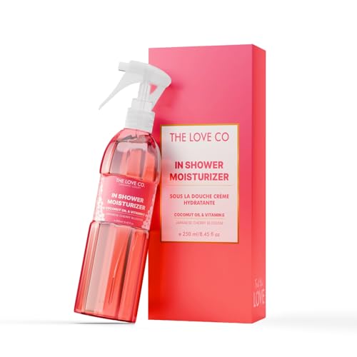 Image of The Love Co Japanese Cherry Blossom In-Shower Moisturizer | Body Lotion-Like Hydration Spray | Fast-Absorbing, Non-Greasy Shower Moisturizer for Dry Skin | Coconut Oil & Shea Butter | 250ml