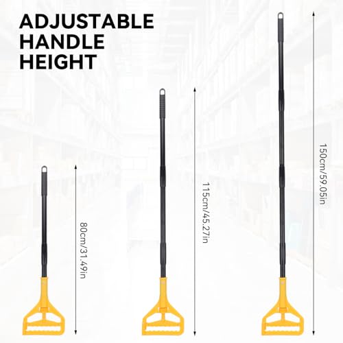 Image of Mop Handle Commercial Heavy Duty - 57 Inch Industrial Metal Mop Stick Replacement for Floor Cleaning - Professional Mops Head Replacement Holder