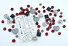 65+ pcs (2.1oz=60g) of Focal Glass Bead Mix with Table-Cut Hawaii Flower and Heart with Rose Beads, PG Gray Red #1