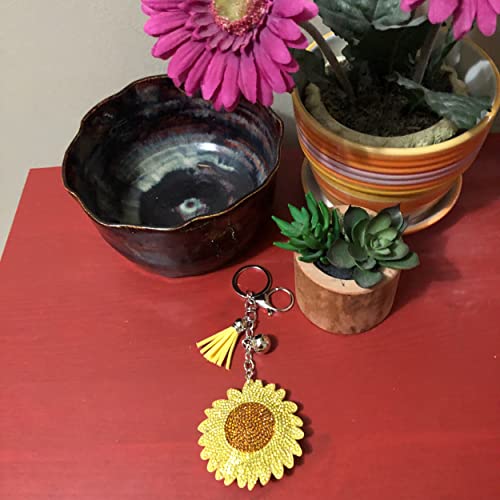 Popfizzy Bling Yellow Sunflower Keychain for Women and Girls, Rhinestone Purse Charms, Flower Gifts, Sunflower Accessories4