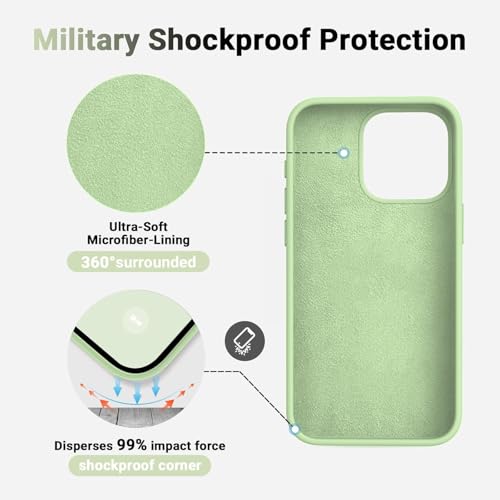 Image of DIZORO Compatible for iPhone 16 Pro Case Slim Liquid Silicone 3 Layers Full Covered Soft Gel Rubber Phone Case Protective Cover 6.3 Inch - Matcha Green