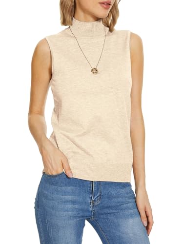 Image of INKOFF Sleeveless Mock Neck Turtleneck Knit Tops Women Dressy Casual Sweater Vest Business Work Tank