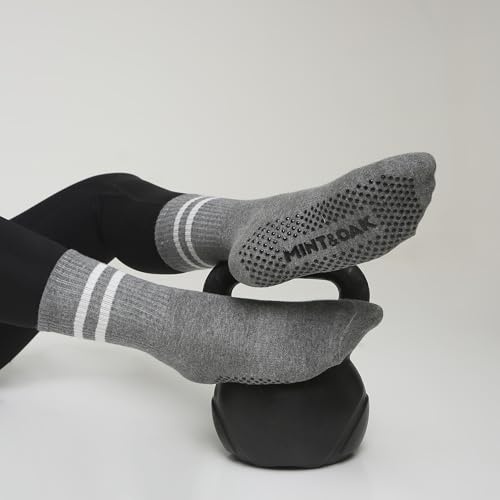 Image of Mint & Oak Pilates Socks with Grips for Women, Ankle Length Non-Slip Yoga Socks, Cotton Ideal For Yoga, Pilates, Gym, Workout, Cute Women's Gift