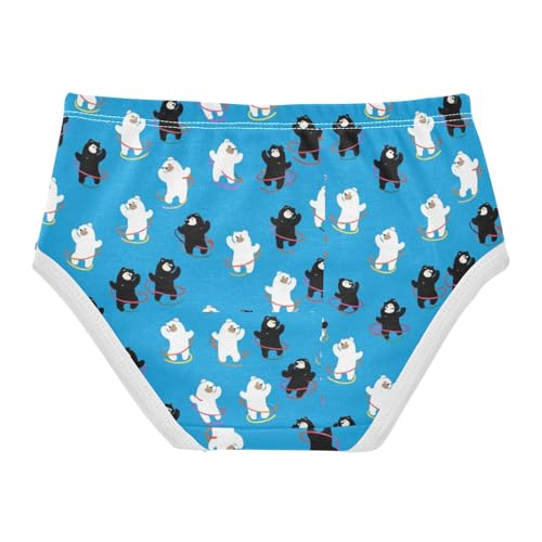 Joisal Toddler Girls Underwear 2t Cotton Little Girl Panties Funny Briefs Girls Undies Cute Cartoon Bears White Blue2