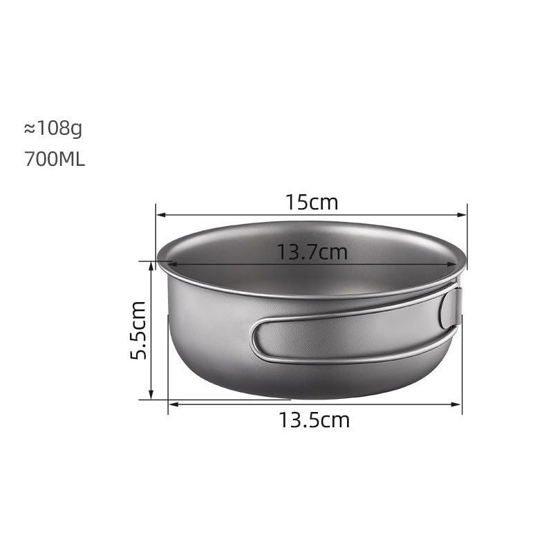 Echeson 1PC Pure Titanium Frying Pan 700ML, Foldable and Portable Pot Suitable for Home Or Outdoor Camping