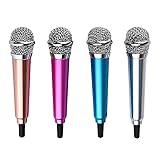 YeenGreen Mini Microfono para Movil, 4 Piezas Portátil Mini Mic, Mini Mic del Discurso, Mini Micrófono De Mano Portátil, con Cable De Metal para Teléfono Celular, Portátil, 4 Colores