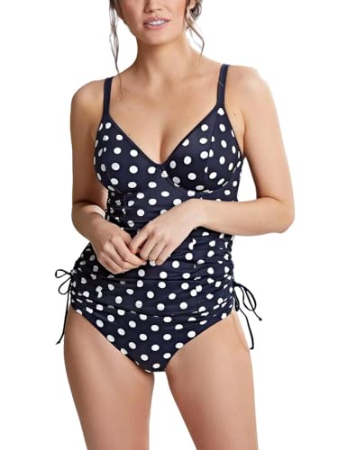 Anya Riva Spot Underwired Balcony Tankini Top Navy/Vanilla 34F