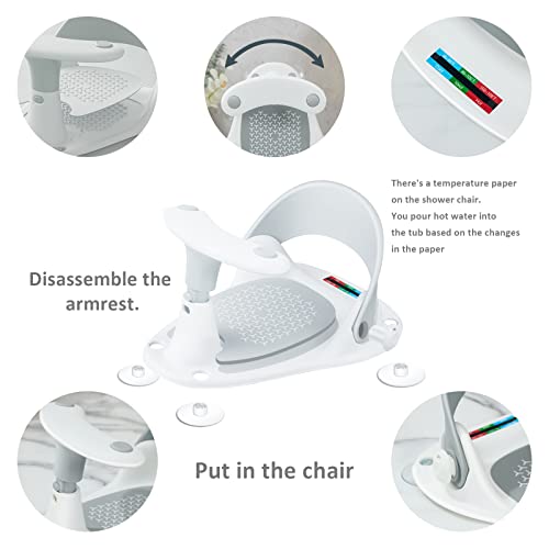 Baby Bath Seat [Original] – 3 Bath Toys + Shower Cap + Bath Brush + Thermometer + Rinse Cup – 4 Anti-Slip Suction Cups – Soft Silicone Cushion – Foldable Design – Ideal Gift For Infants 6-36 Months! #TOP3