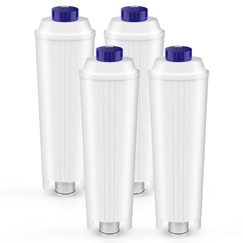 4 Pack Coffee Machine Filters Replacement for DeLonghi Filter DLSC002, Water Filter Cartridges Activated Carbon Softener,Compatible with Delonghi Magnifica S, ECAM, Esam, ETAM, BCO, EC Coffee Machines