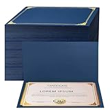 60-Pack Navy Blue Certificate Holders with Gold Foil Border, Diploma Covers for Letter Size 8.5x11 Certificates, Awards, Graduation, and Document Papers,Cardstock