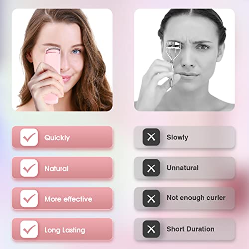 Heated Eyelash Curlers, TOUCHBeauty Electric Eyelash Curler with Heating Silicone Pad for Women, Natural Curling 24 Hours Long Lasting TB-9906, Pink - Thumbnail 5