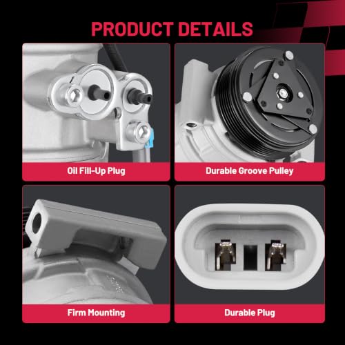 Image of BDFHYK 15100340 Air Conditioning A /C Compressor with Clutch Compatible with Chevrolet Silverado 1500 2500 3500 4500, Express, Compatible with Cadillac DeVille Seville