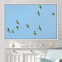 Framed Canvas Wall Art Flying Together Birds Farmhouse/Country Group Group Multicolor Photography Realism Relax/Calm Warm - 16x24 inches