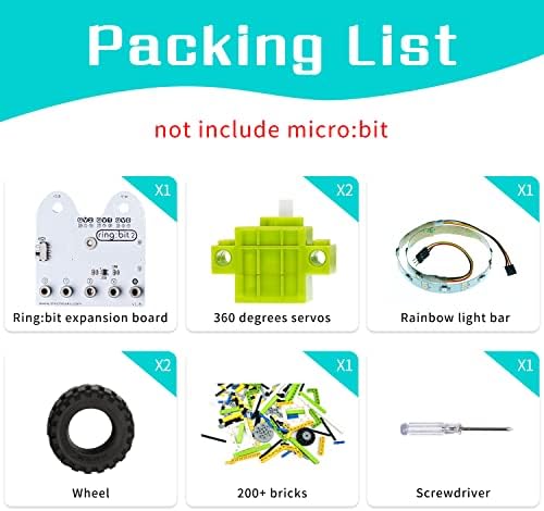 ELECFREAKS microbit Ring:bit 6-in-1 Building Bricks Kit, Programmable STEM Educational Learning Kit with 200+ Building Blocks(Without Micro:bit)