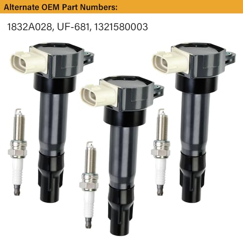 Image of 3PCS UF681 Ignition Coil Pack with 1989 Iridium Spark Plugs Compatible with Smart Fortwo 1.0L L3 2015 2014 2013 2012 2011 2010 2009 2008 Spark Plugs and Coil Packs Kit # 1321580003 GN10674 ICA64178