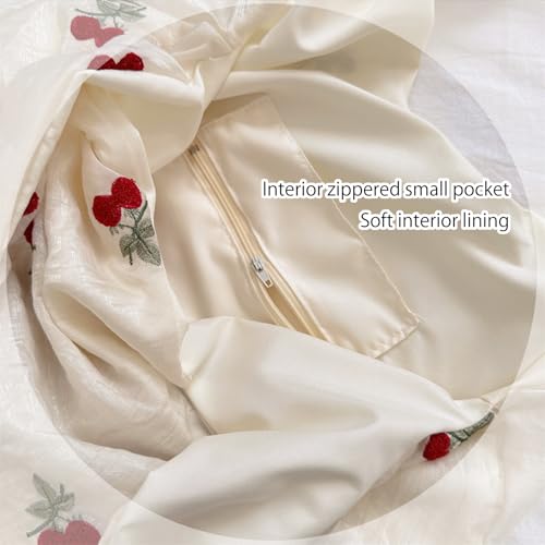 Bolso blanco bordado con cerezas para mujer miniatura 3