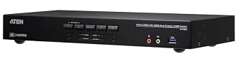 ATEN CS1844 4-Port True 4K HDMI Dual-View KVM Switch with Audio & USB 3.0 Hub