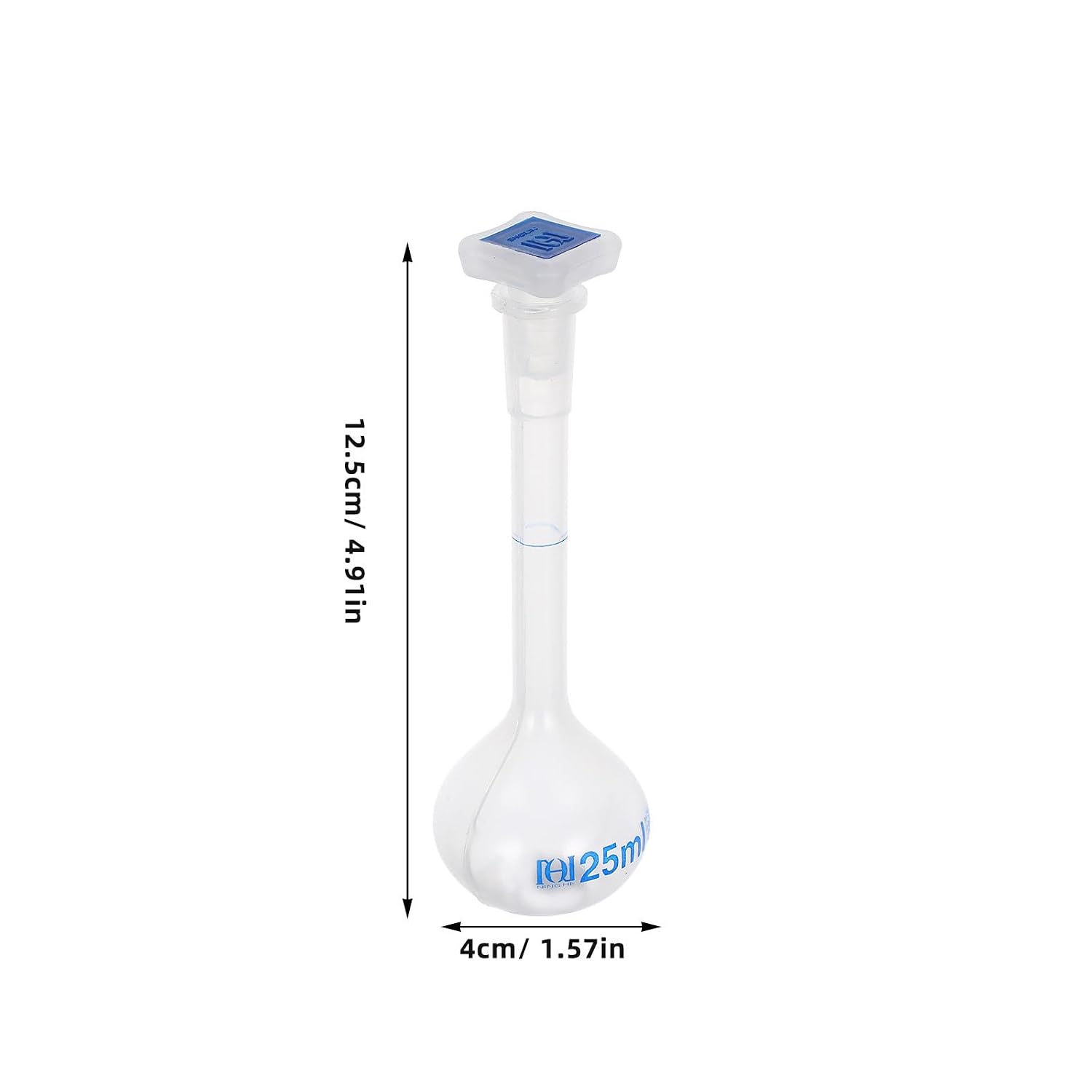 25ml Polypropylene Plastic Volumetric Flask with Cap for Laboratory Liquid Storage and Dispensing Experimental Liquids Suitable for Chemistry and Science Experiments